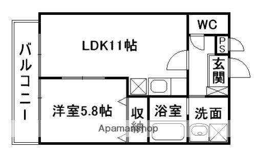アグリー戸島(1LDK/3階)の間取り写真