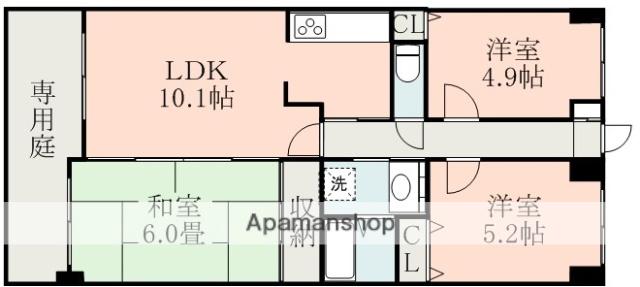 ダイアパレス保田窪(3LDK/1階)の間取り写真