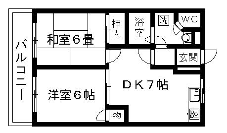 シャルム(2DK/1階)の間取り写真