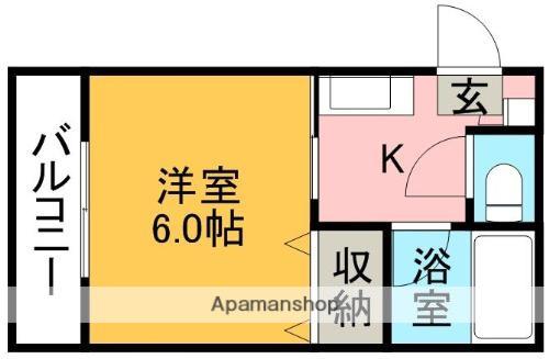 シャポー渡鹿(1K/4階)の間取り写真