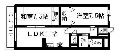 ハウスローリエ(2LDK/1階)の間取り写真