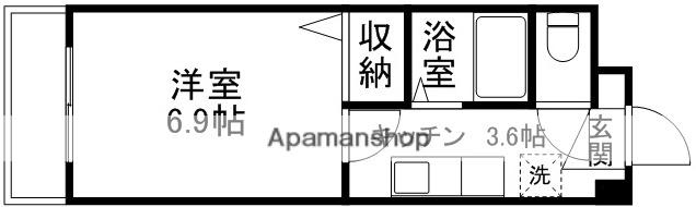 コート新屋敷(1K/4階)の間取り写真