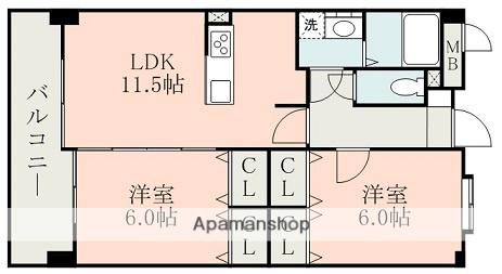 アマランツ菊陽(2LDK/7階)の間取り写真