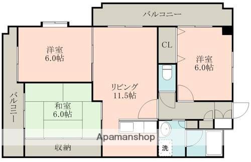 クリスタルマンション(3LDK/4階)の間取り写真