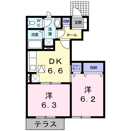 ジョイス・コーポA(2DK/1階)の間取り写真