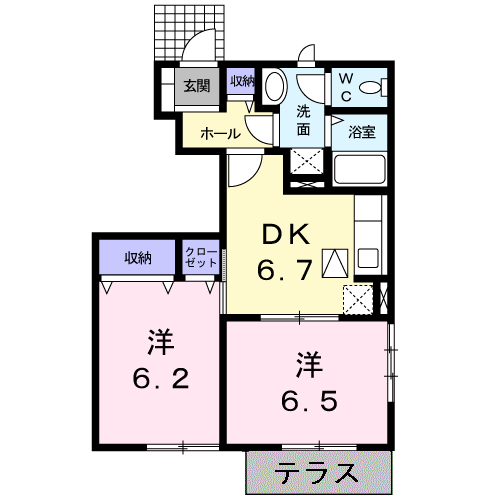 ジョイス・コーポA(2DK/1階)の間取り写真