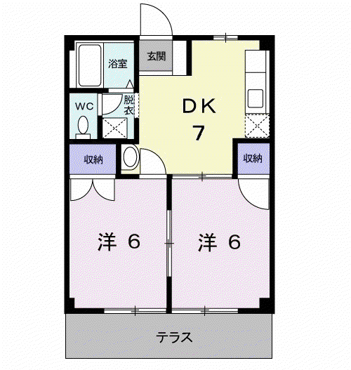 コーポシャインⅡ(2DK/1階)の間取り写真