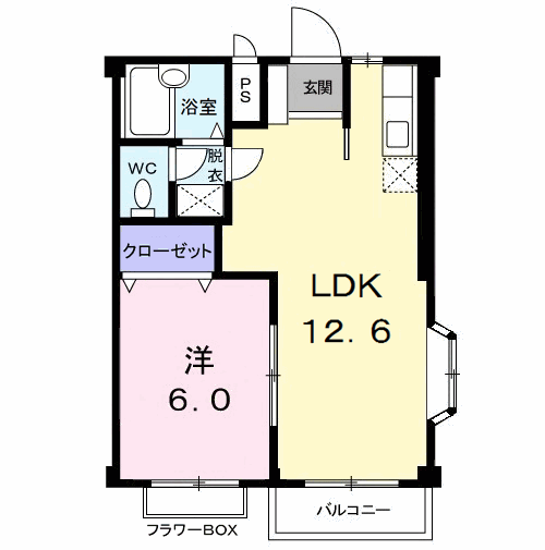 グリーンハイツ中西(1LDK/2階)の間取り写真