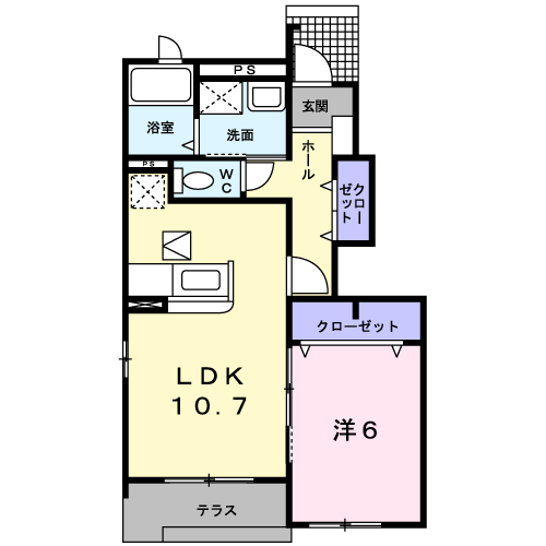 ニューアラモードⅡ(1LDK/1階)の間取り写真
