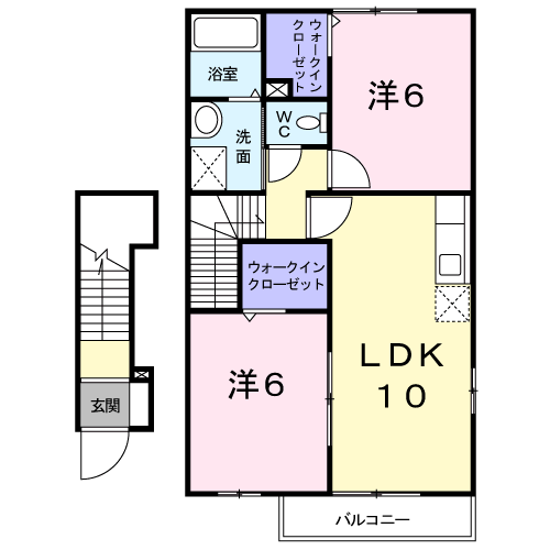 クォーク18C(2LDK/2階)の間取り写真