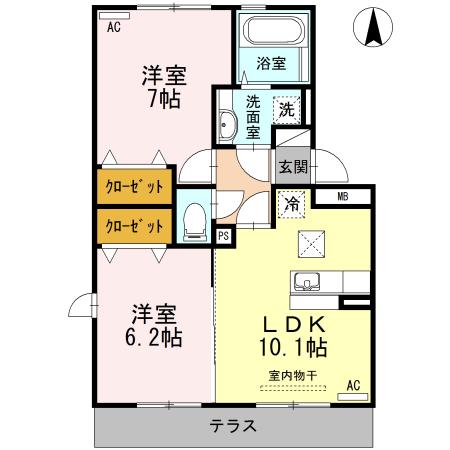 シャン・ドゥダン・パトリ(2LDK/1階)の間取り写真