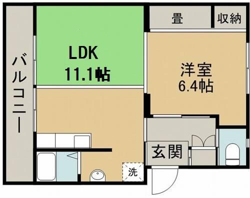 ファーストプレイス合志1号棟(1LDK/4階)の間取り写真