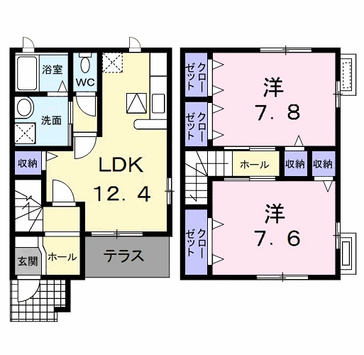 アミーゴ池尻B(2LDK/1階)の間取り写真