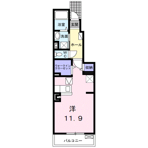 グルーム上南部(ワンルーム/1階)の間取り写真
