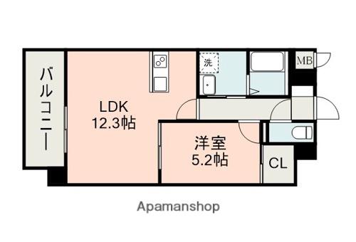 PUPPYS菊陽(1LDK/5階)の間取り写真