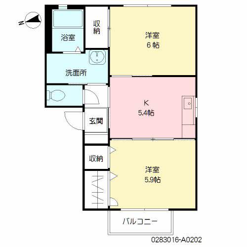 パークサイド妙泉寺A(2K/2階)の間取り写真