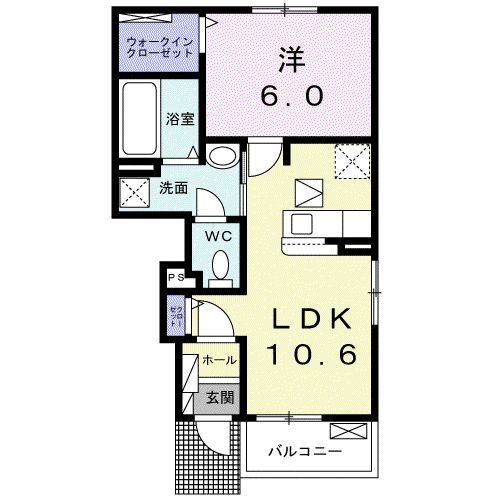 レガリアⅠ(1LDK/1階)の間取り写真