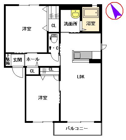 キャニオン ナカタ(2LDK/2階)の間取り写真