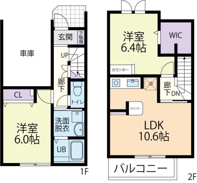 DOUX MAISON 杉水 A(2LDK/2階)の間取り写真