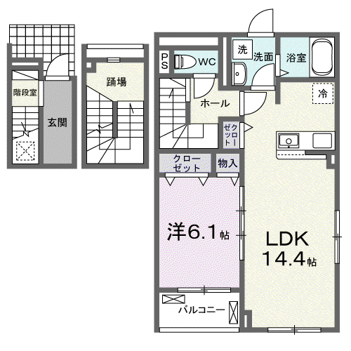 アバンツァートⅠ(1LDK/3階)の間取り写真