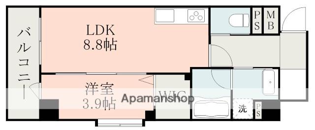 フォーエス武蔵ヶ丘北サウス(1LDK/2階)の間取り写真