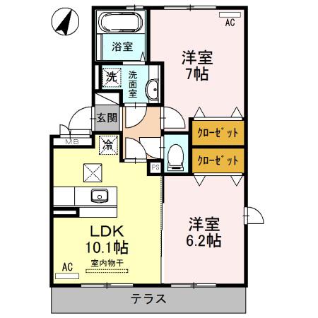 アルページュ(2LDK/1階)の間取り写真