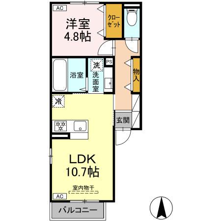 ラ・フェスタ(1LDK/2階)の間取り写真
