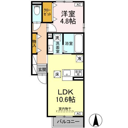 ラ・フェスタ(1LDK/1階)の間取り写真