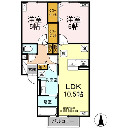 ラ・フェスタ(2LDK/1階)の間取り写真