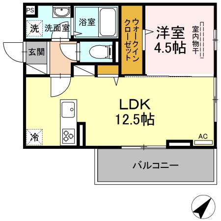 グレース下南部(1LDK/2階)の間取り写真