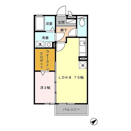 メゾンミューA棟(1LDK/2階)の間取り写真