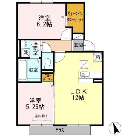 シャルマン A棟(2LDK/1階)の間取り写真