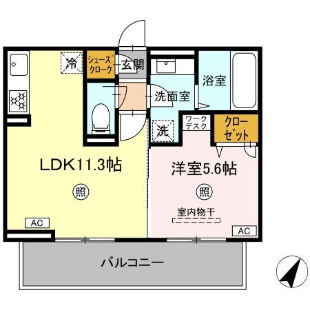 パルフェリーチェ(1LDK/2階)の間取り写真