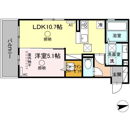 CREST(1LDK/1階)の間取り写真