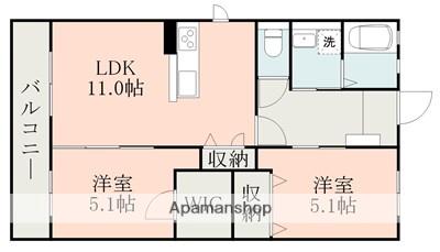 RIZELL B(2LDK/2階)の間取り写真