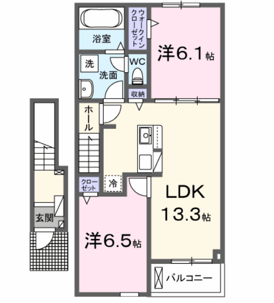 クレールカーサ(2LDK/2階)の間取り写真