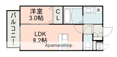 ラ・シック菊陽Ⅳ(1LDK/3階)の間取り写真