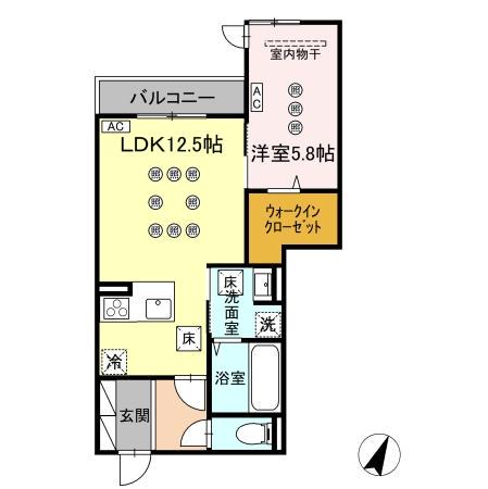 LUMINA I棟(1LDK/1階)の間取り写真