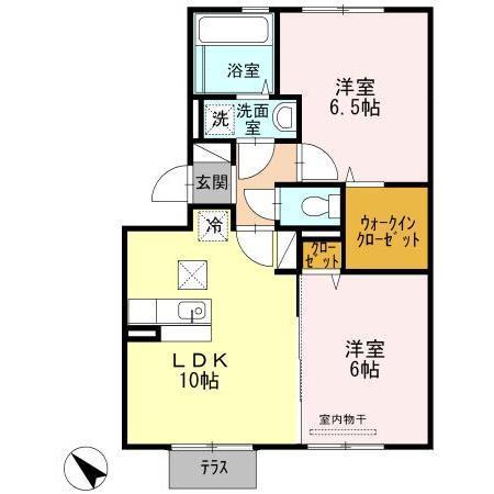 ル・プルニエ(2LDK/1階)の間取り写真