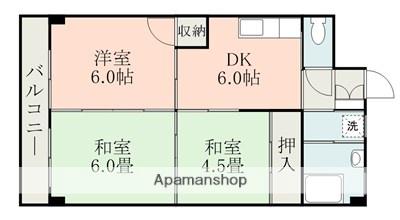 ラピス龍田(3DK/1階)の間取り写真