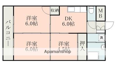 ラピス龍田(3DK/1階)の間取り写真
