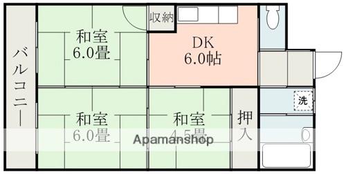 ラピス龍田(3DK/2階)の間取り写真