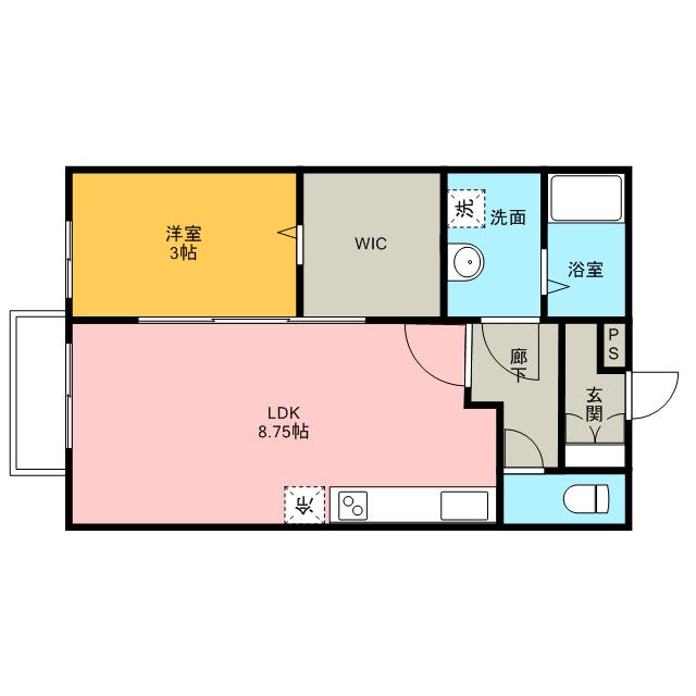 スカイコート(1LDK/1階)の間取り写真