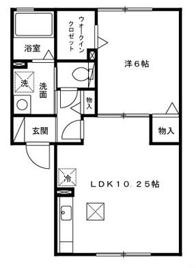 ヴィラクレストⅡ(1LDK/1階)の間取り写真