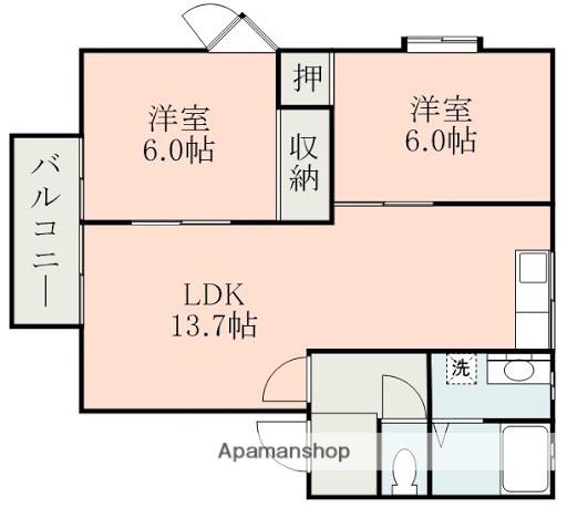 ソフィーレ清水(2LDK/2階)の間取り写真