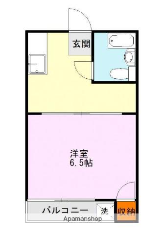 康庵ハイツⅠ(1K/1階)の間取り写真