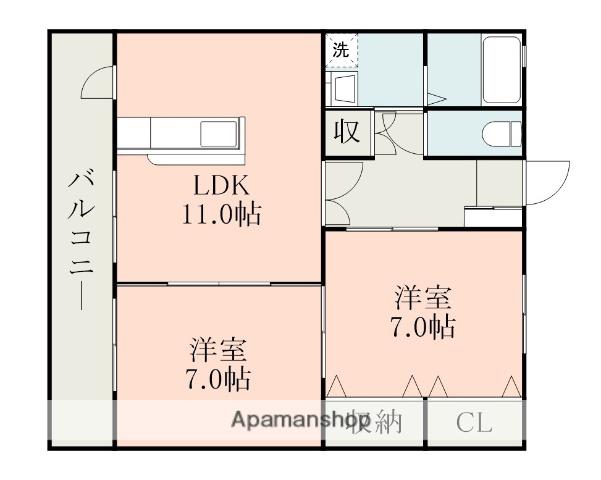 コートプレイス龍田Ⅱ(2LDK/2階)の間取り写真