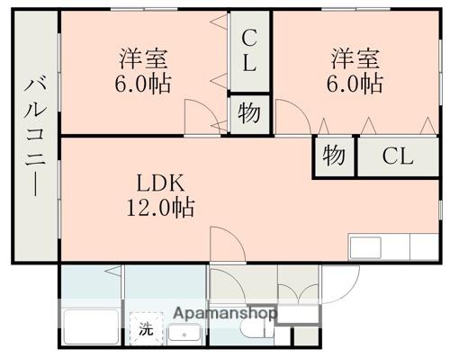 ウエストヴィレッジⅠ(2LDK/2階)の間取り写真