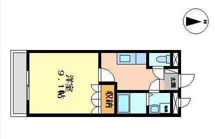 ハウスゆずの木(1K/1階)の間取り写真