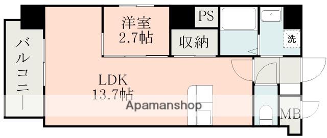マーカス新屋敷(1LDK/4階)の間取り写真